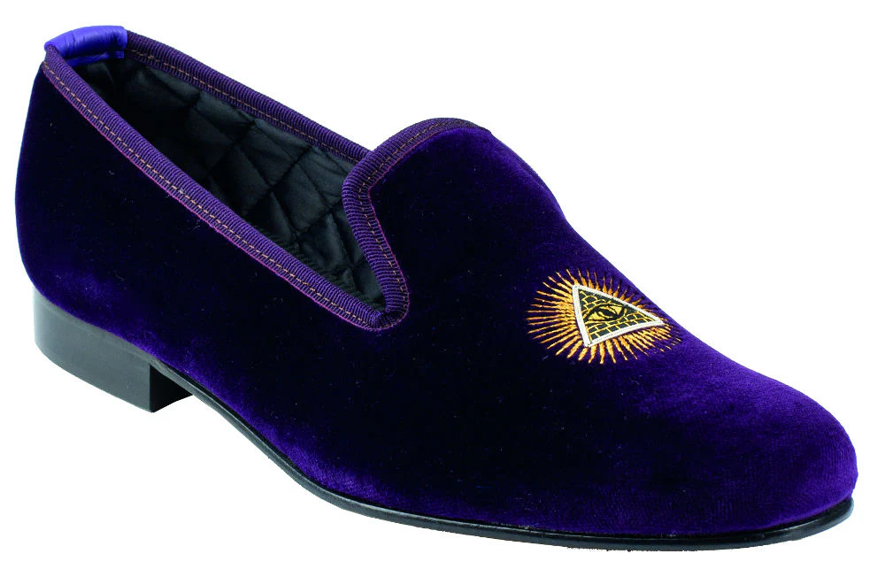 All Seeing Eye Motif Embroidered Velvet Slipper