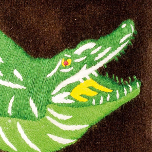 Alligator Motif Embroidered Velvet Slipper - Image 2