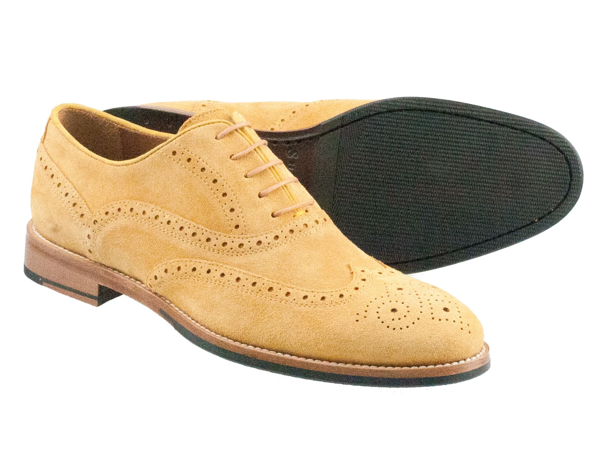 ALMANSA Ladies Sahara Sand Suede Full Brogue - Image 2