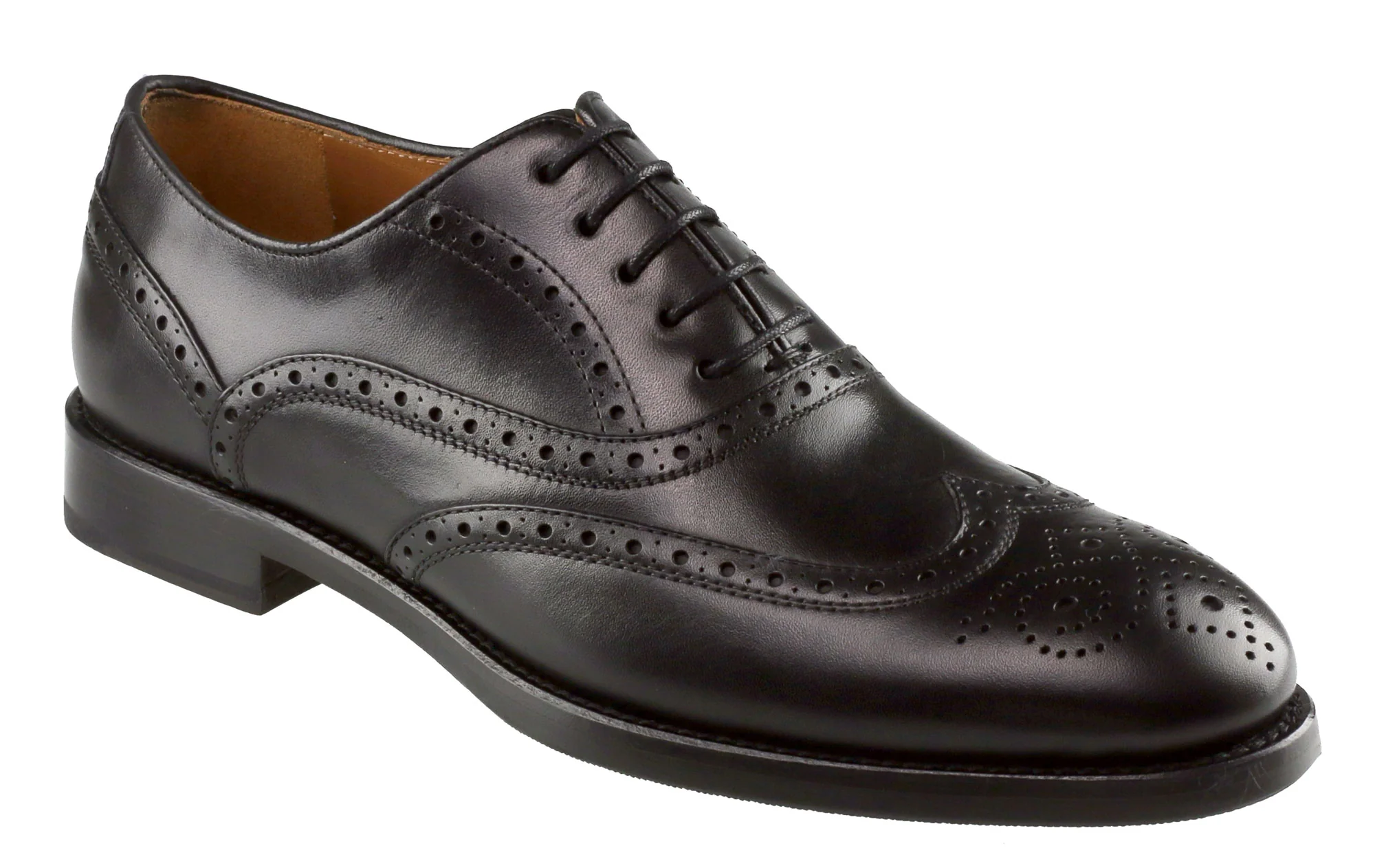 Alora Ladies Black Leather Full Brogue