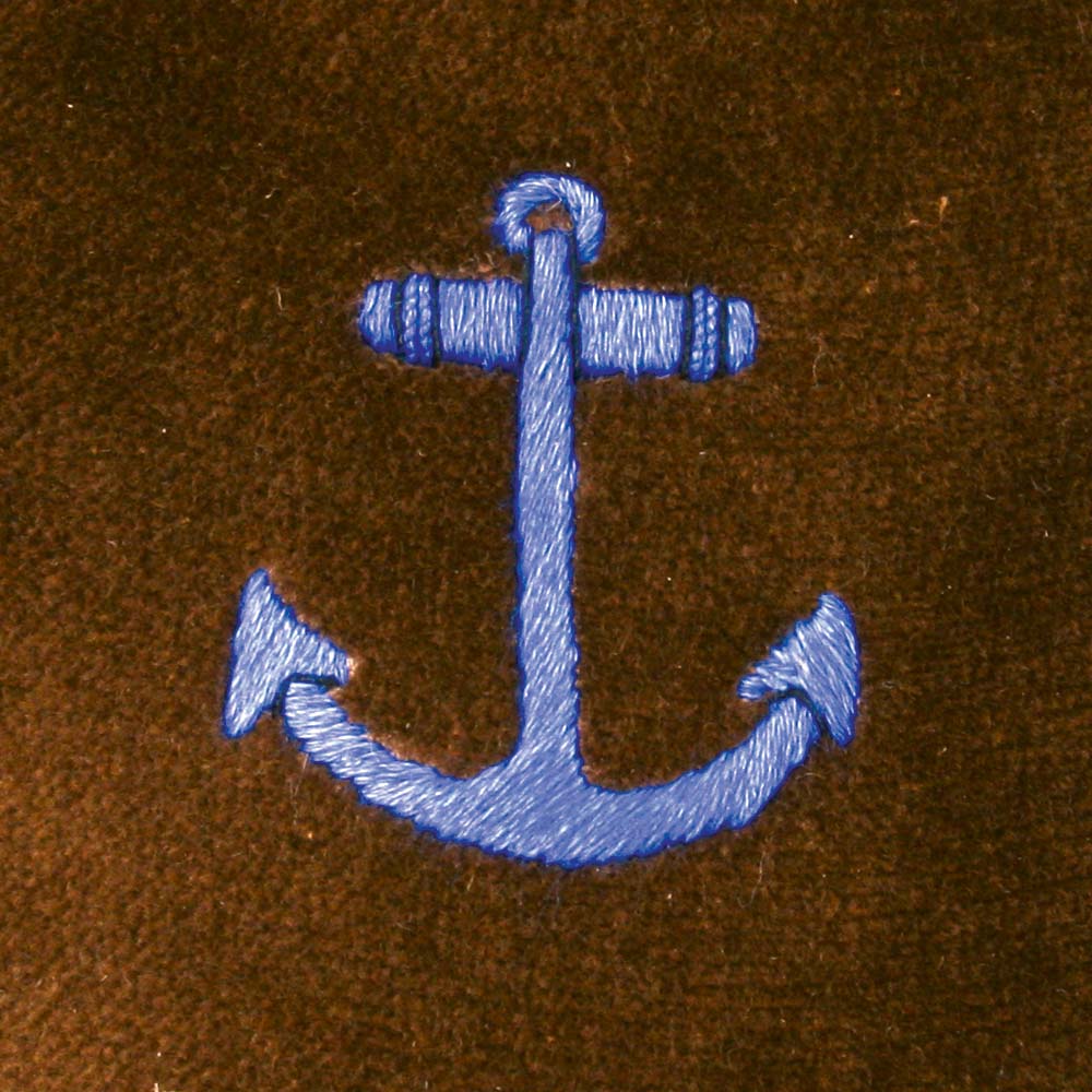Anchor Motif Embroidered Velvet Slipper