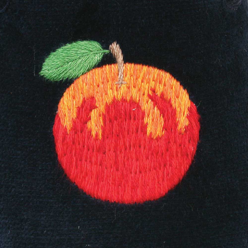Apple Motif Embroidered Velvet Slipper - Image 2