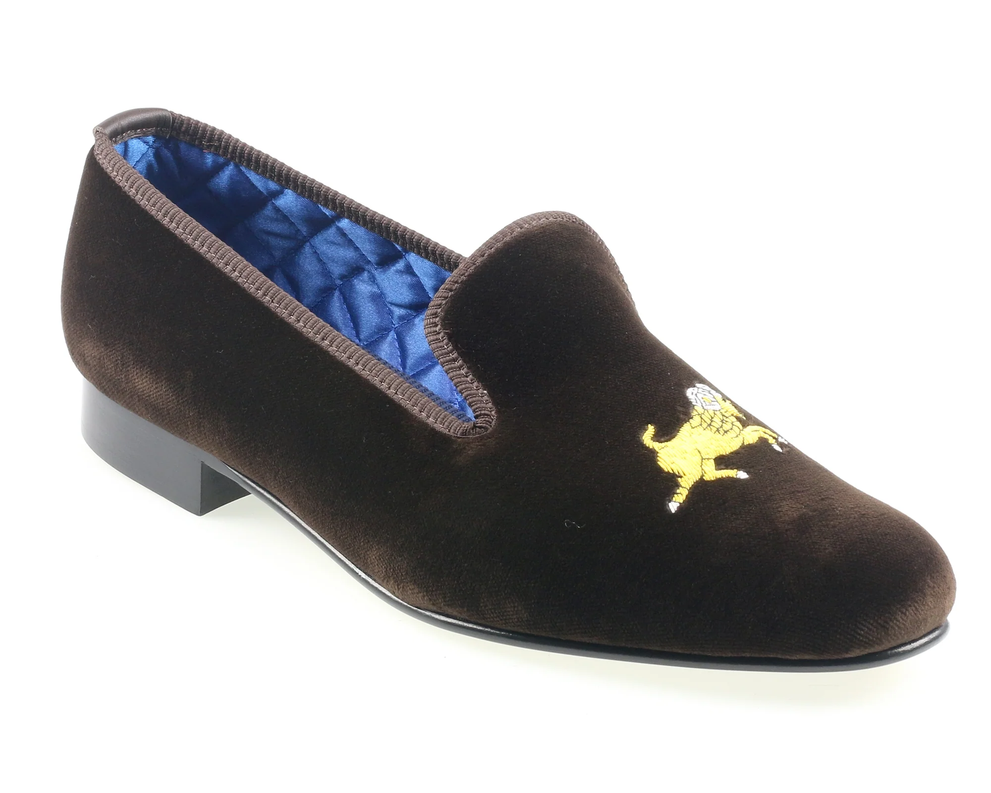 Aries Motif Embroidered Velvet Slipper
