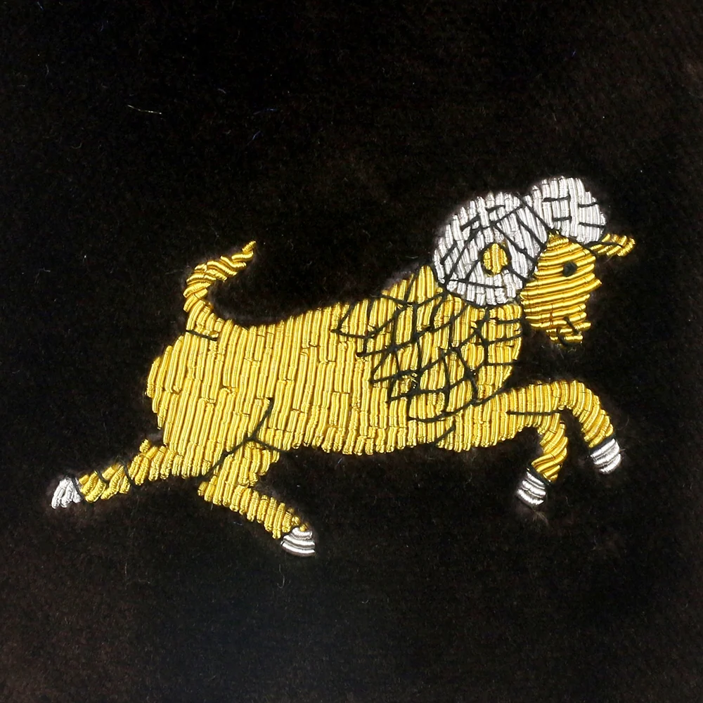 Aries Motif Embroidered Velvet Slipper - Image 2