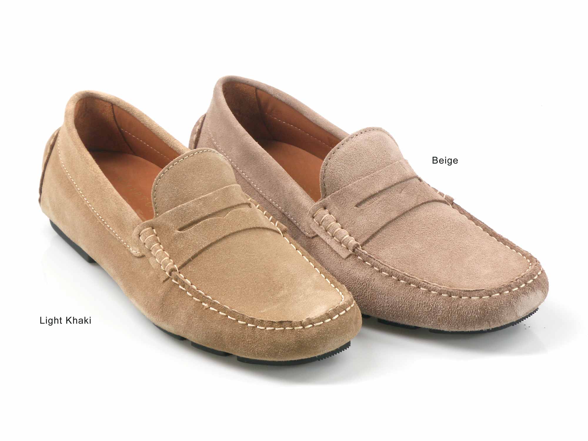 AVOLA Mens Beige Suede Driving Shoe - Image 3