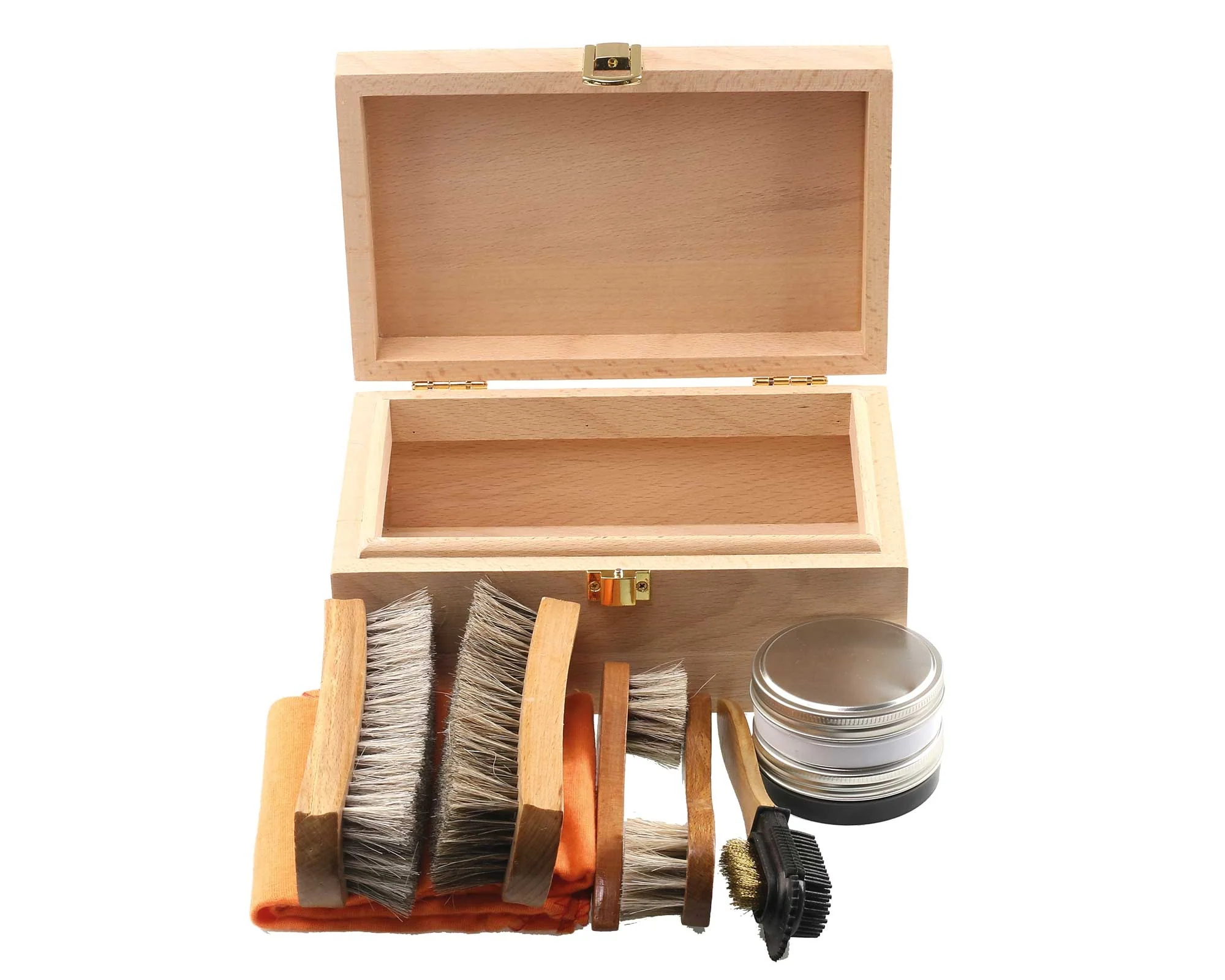 Personalisable Small Wood Valet Box Shoe Cleaning Kit - **no polish** - Image 2