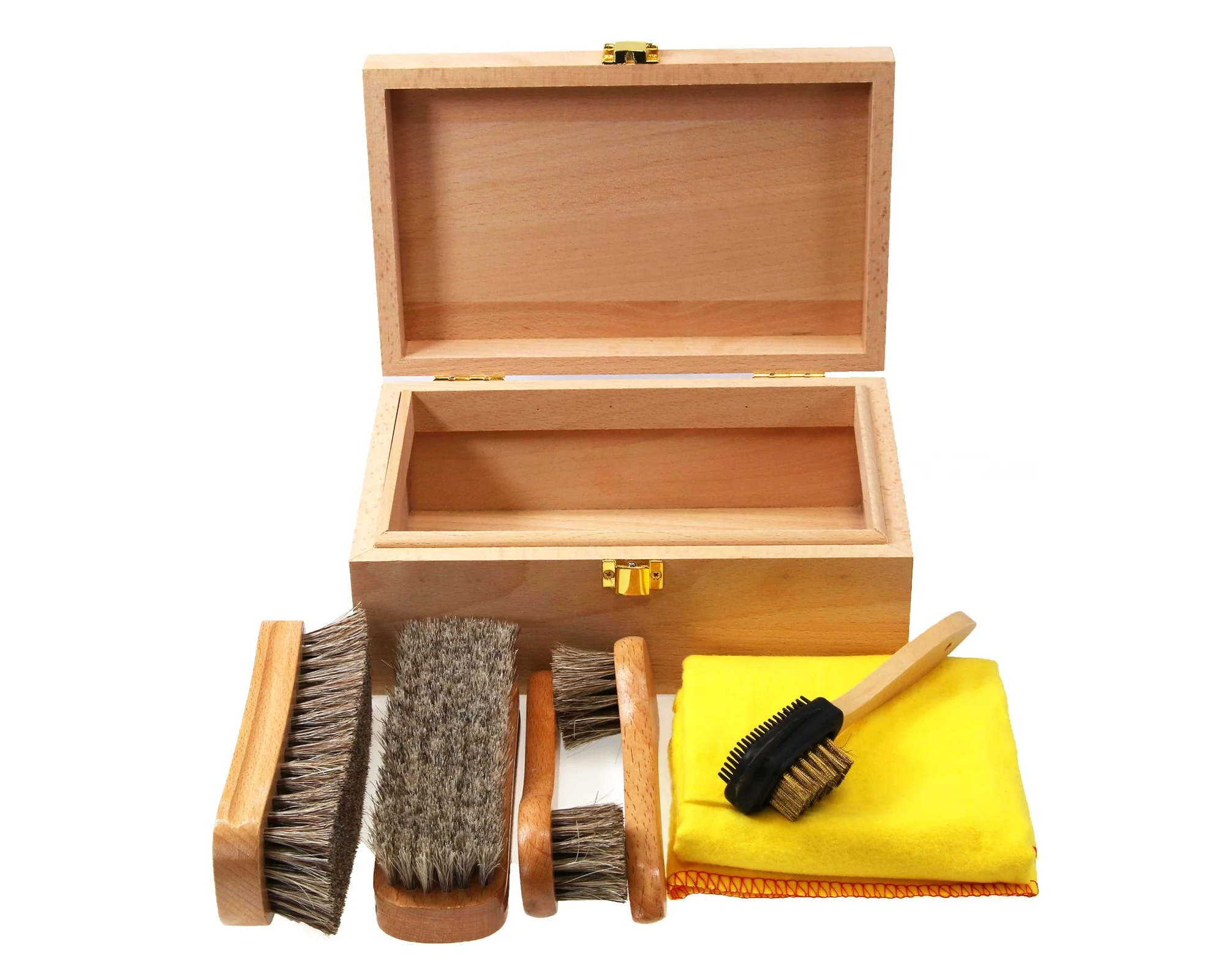 Personalisable Small Wood Valet Box Shoe Cleaning Kit - **no polish** - Image 3