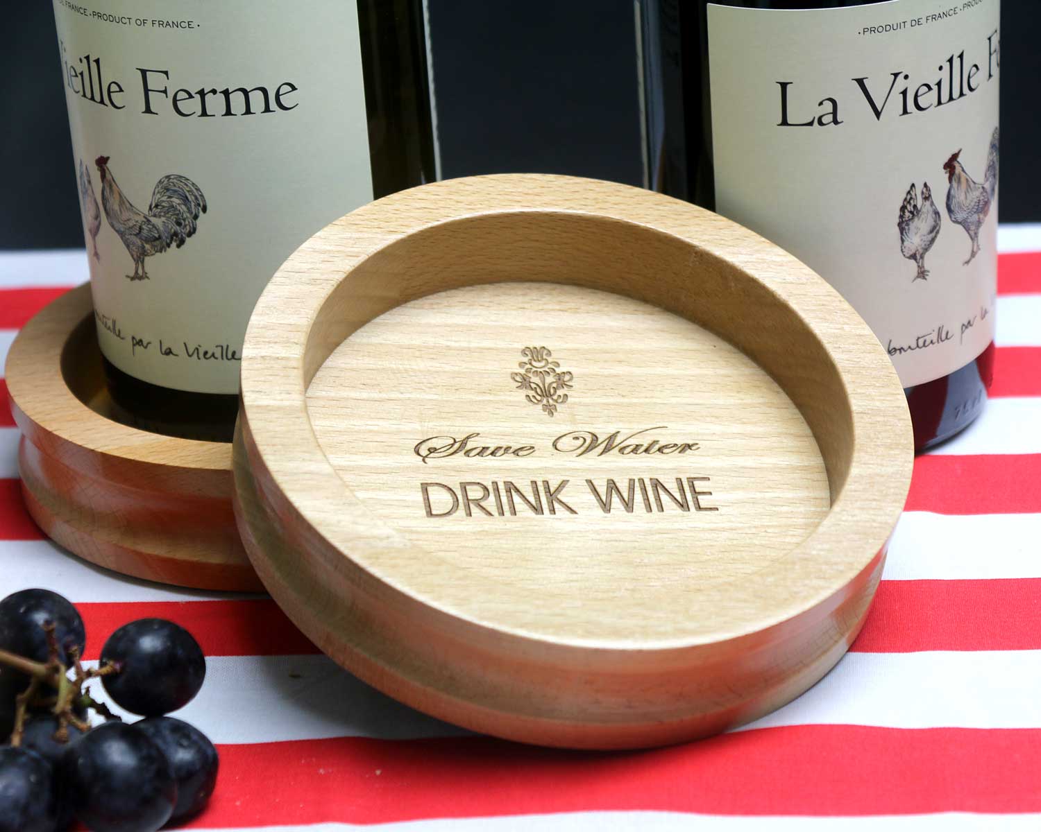Personalised Beech Wood Wine Bottle Coasters - Image 3
