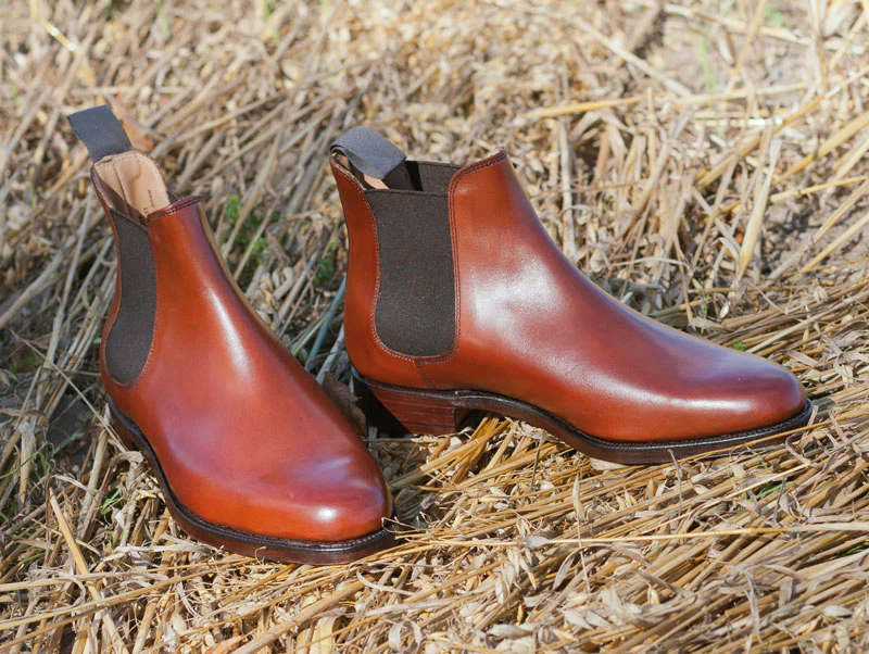 Bingham Mens Chestnut Calf Chelsea Boot with Leather Sole - Image 3