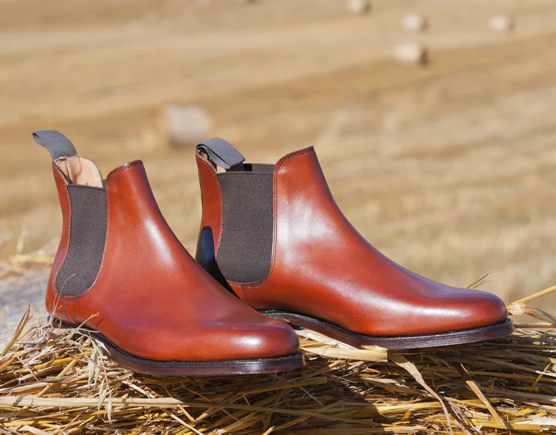 Bingham Mens Chestnut Calf Chelsea Boot with Leather Sole - Image 4