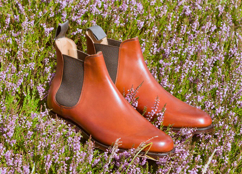 Bingham Mens Chestnut Calf Chelsea Boot with Leather Sole - Image 5