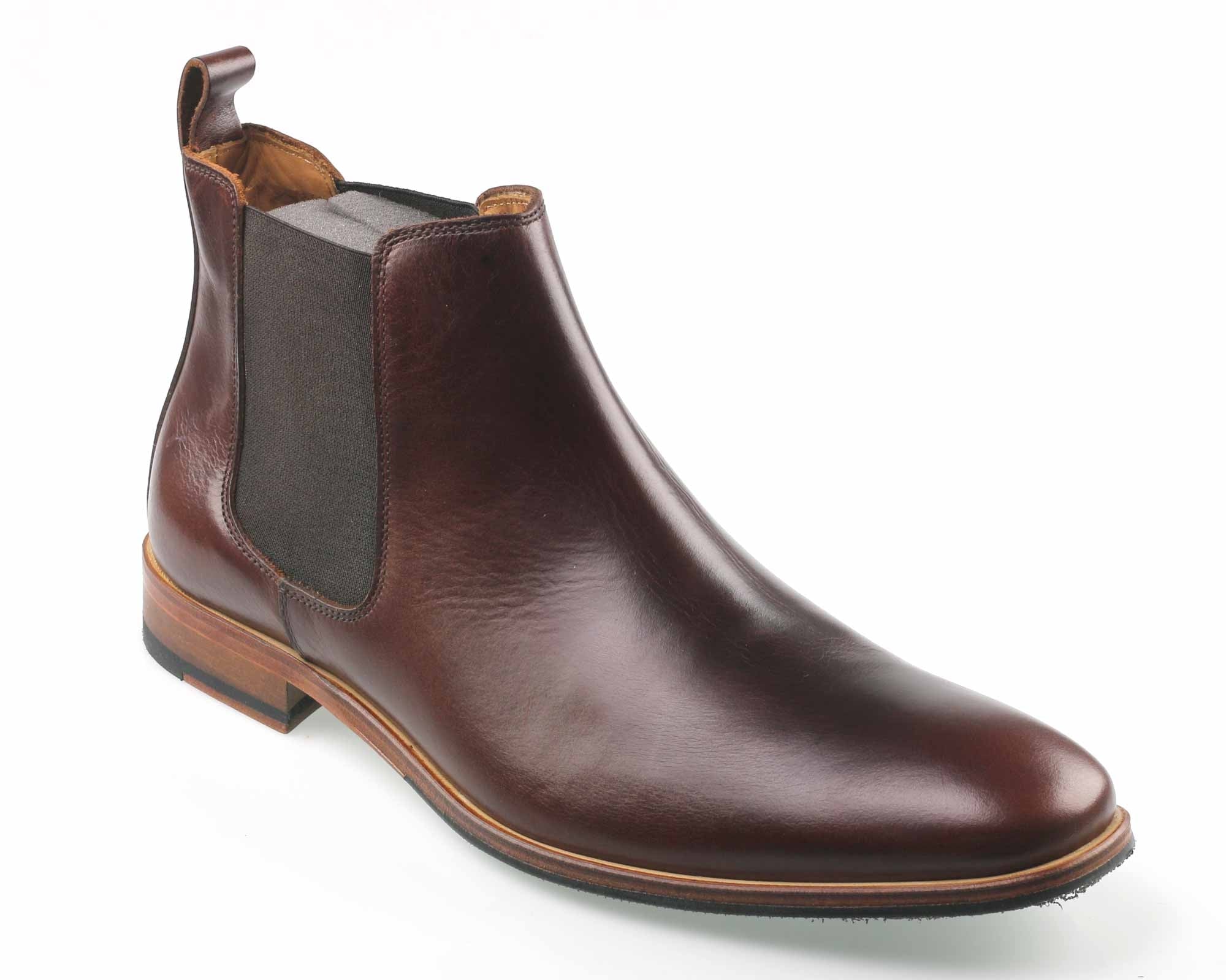Brompton Mens Elk Brown Leather Chelsea Boot