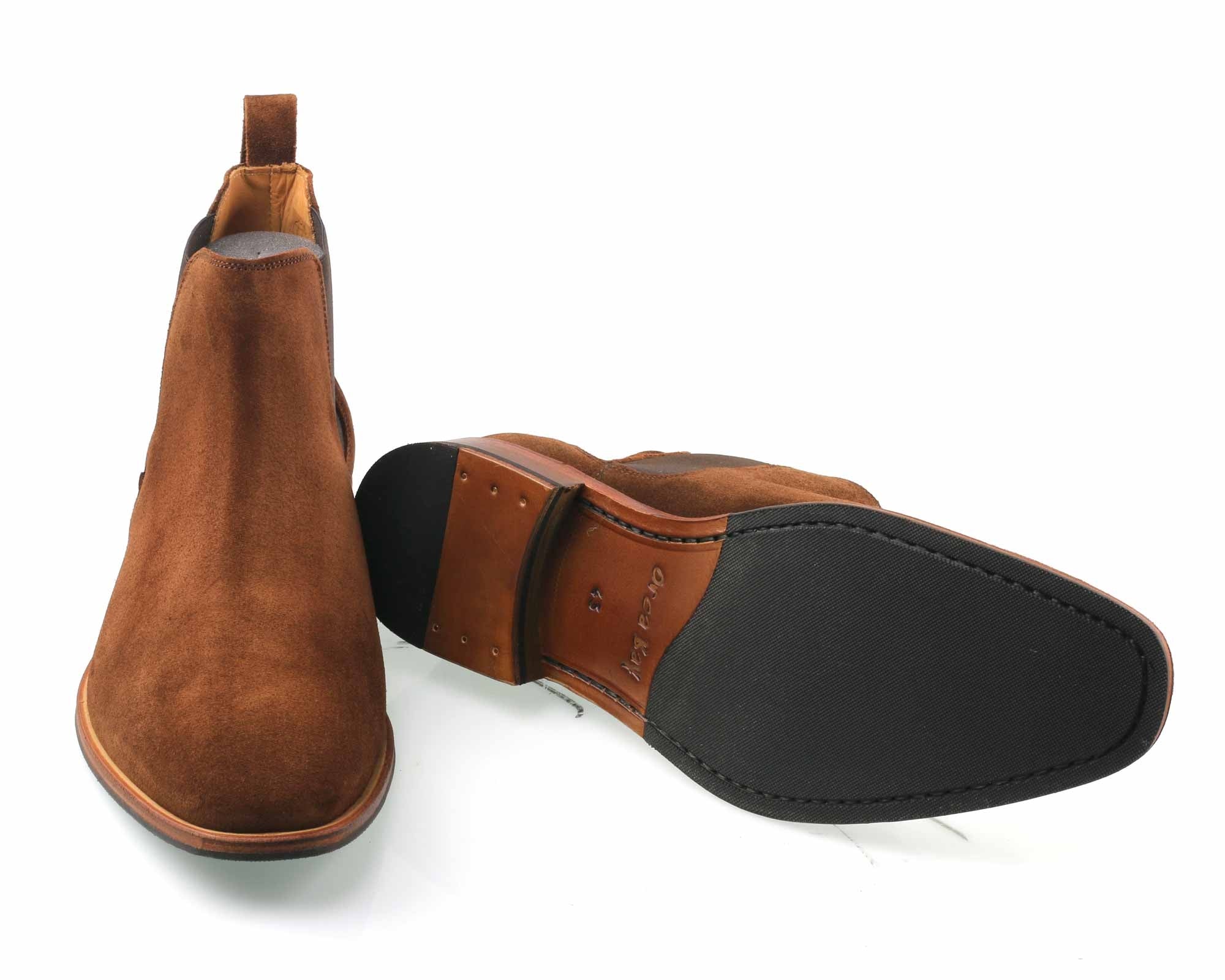 Brompton Mens Light Brown Suede Chelsea Boot - Image 3