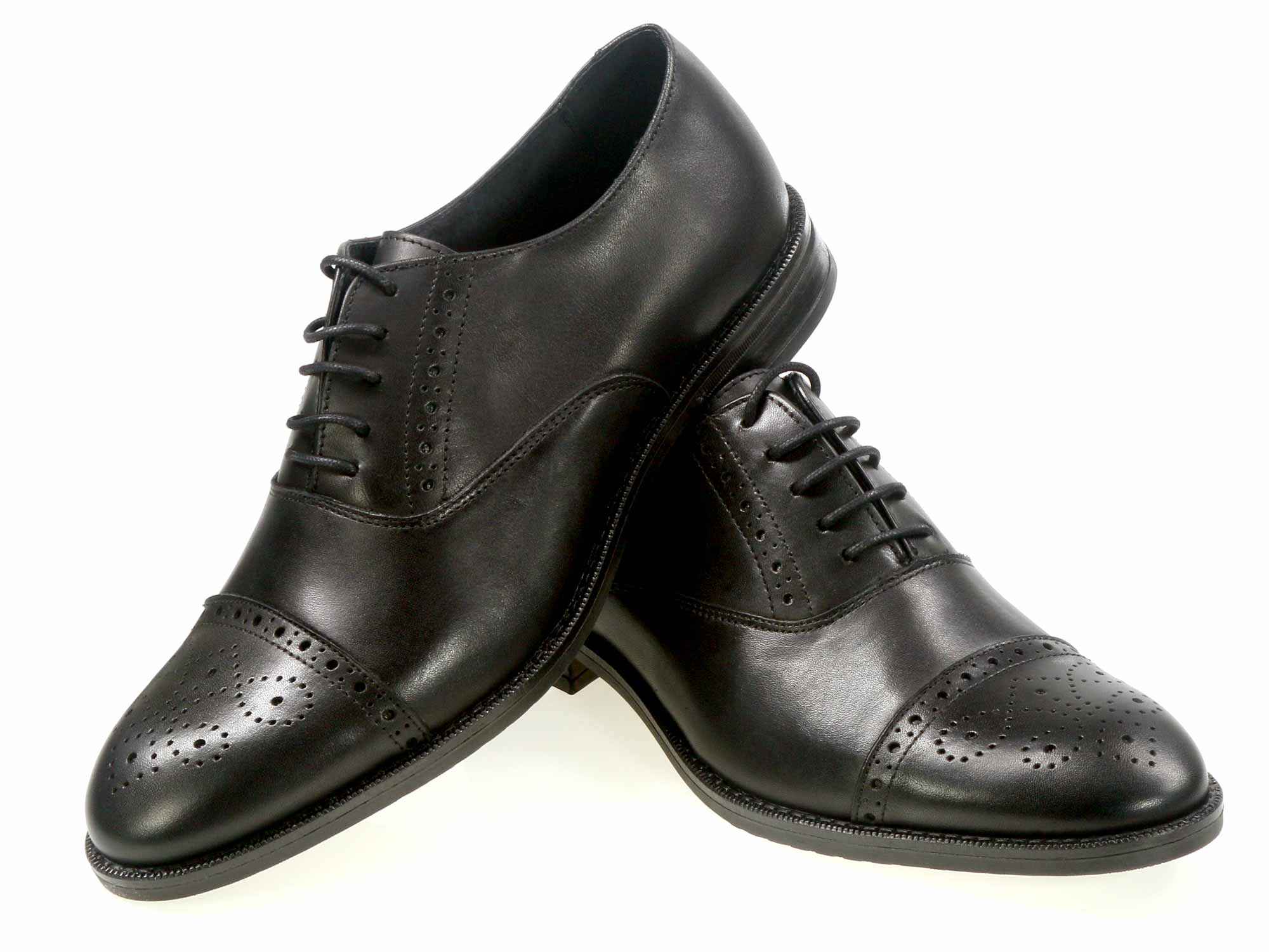 BUXTON Mens Black Calf Half Brogue Shoes - Image 3