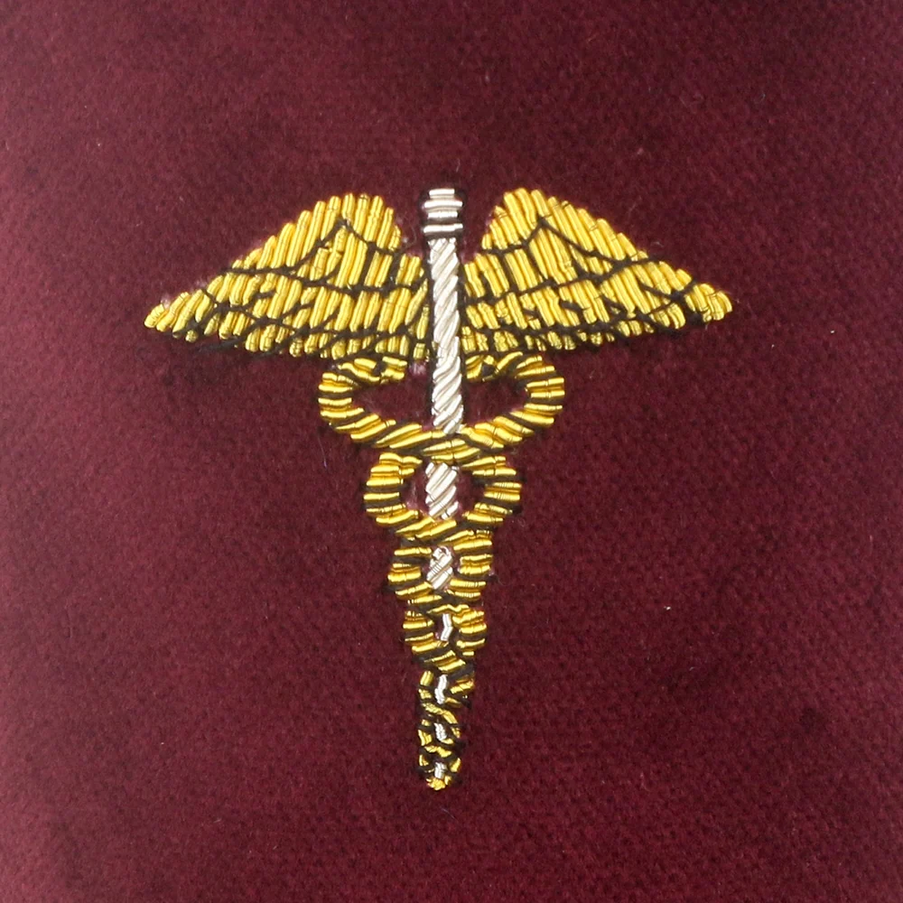 Caduceus Motif Embroidered Velvet Slipper
