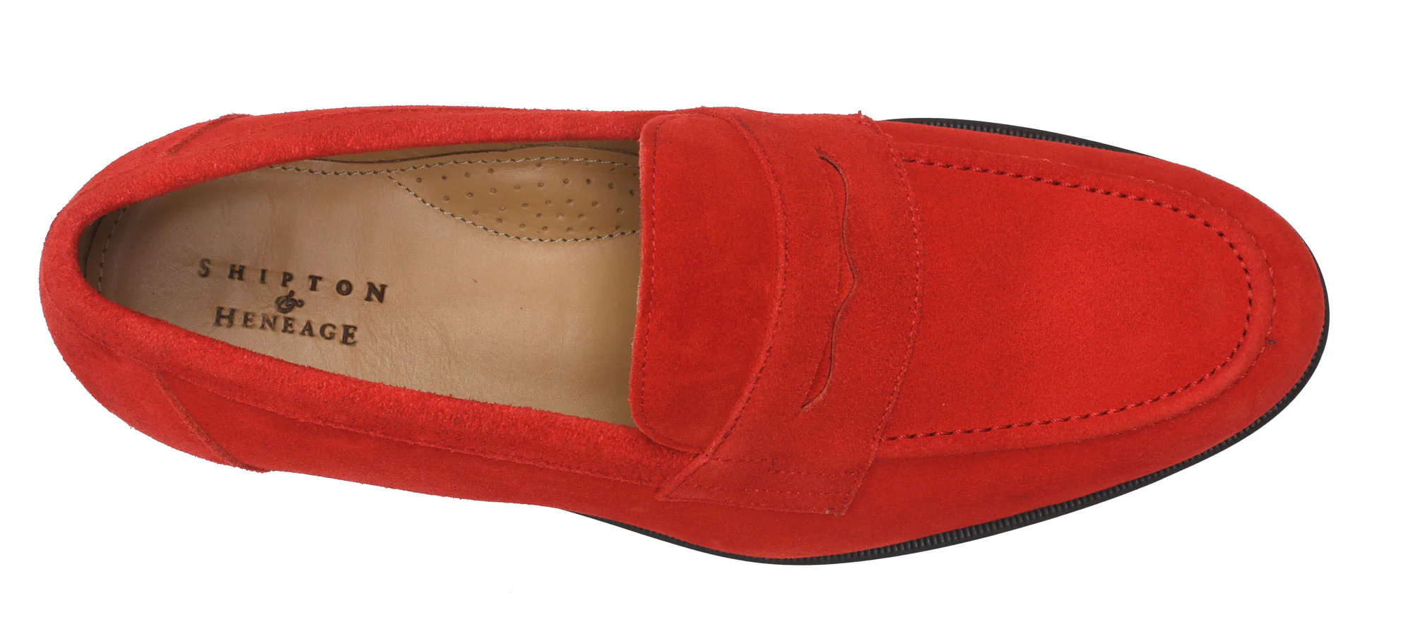 Calder Mens Chilli Red Suede English Loafer - Image 4