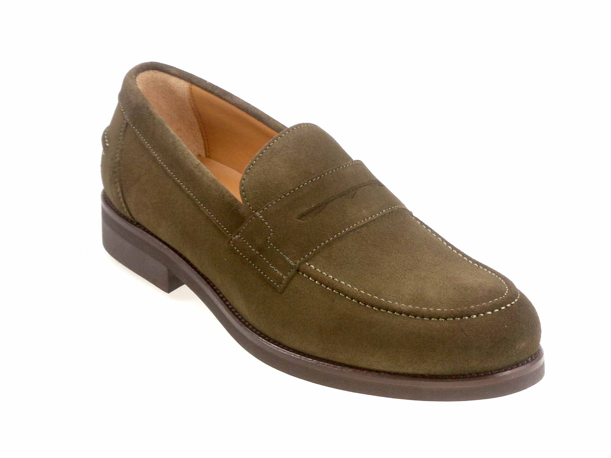 Cam Mens Khaki Suede Loafer with Rubber Sole