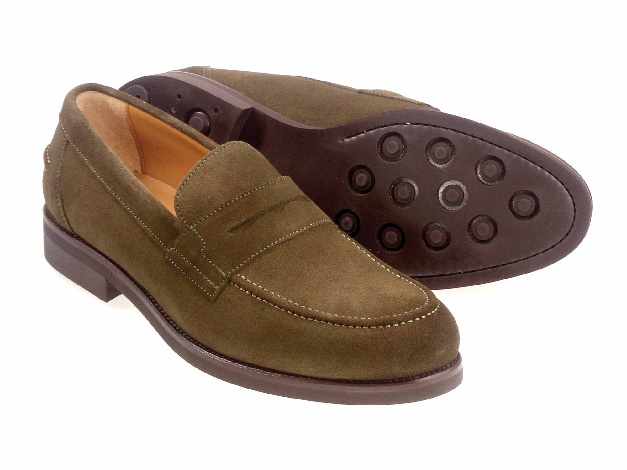 Cam Mens Khaki Suede Loafer with Rubber Sole - Image 2