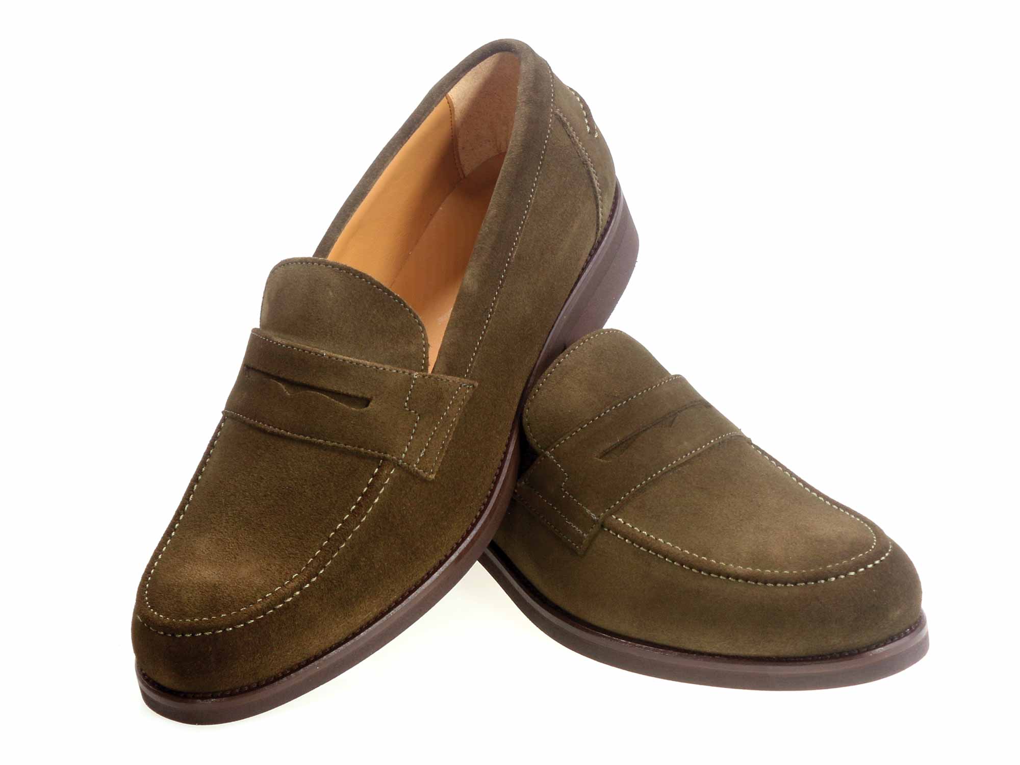 Cam Mens Khaki Suede Loafer with Rubber Sole - Image 3