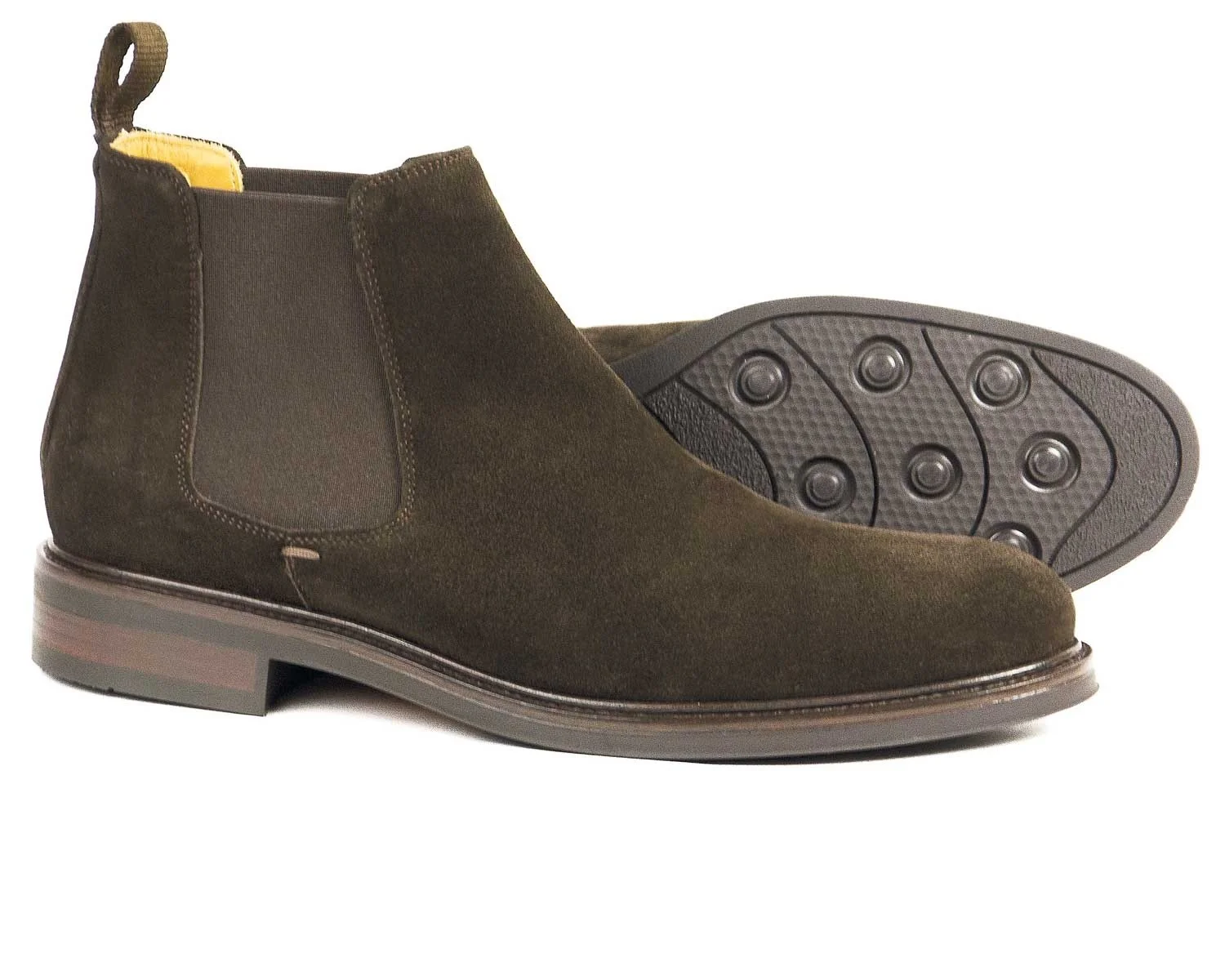 Chalfont Mens Chocolate Suede Chelsea Boot - Image 3