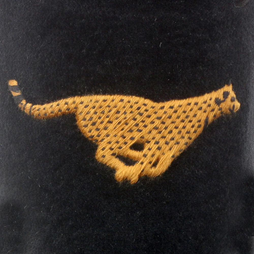 Cheetah Motif Embroidered Velvet Slipper