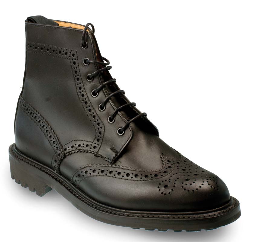 Cheltenham Black Brogue Boot Commando sole