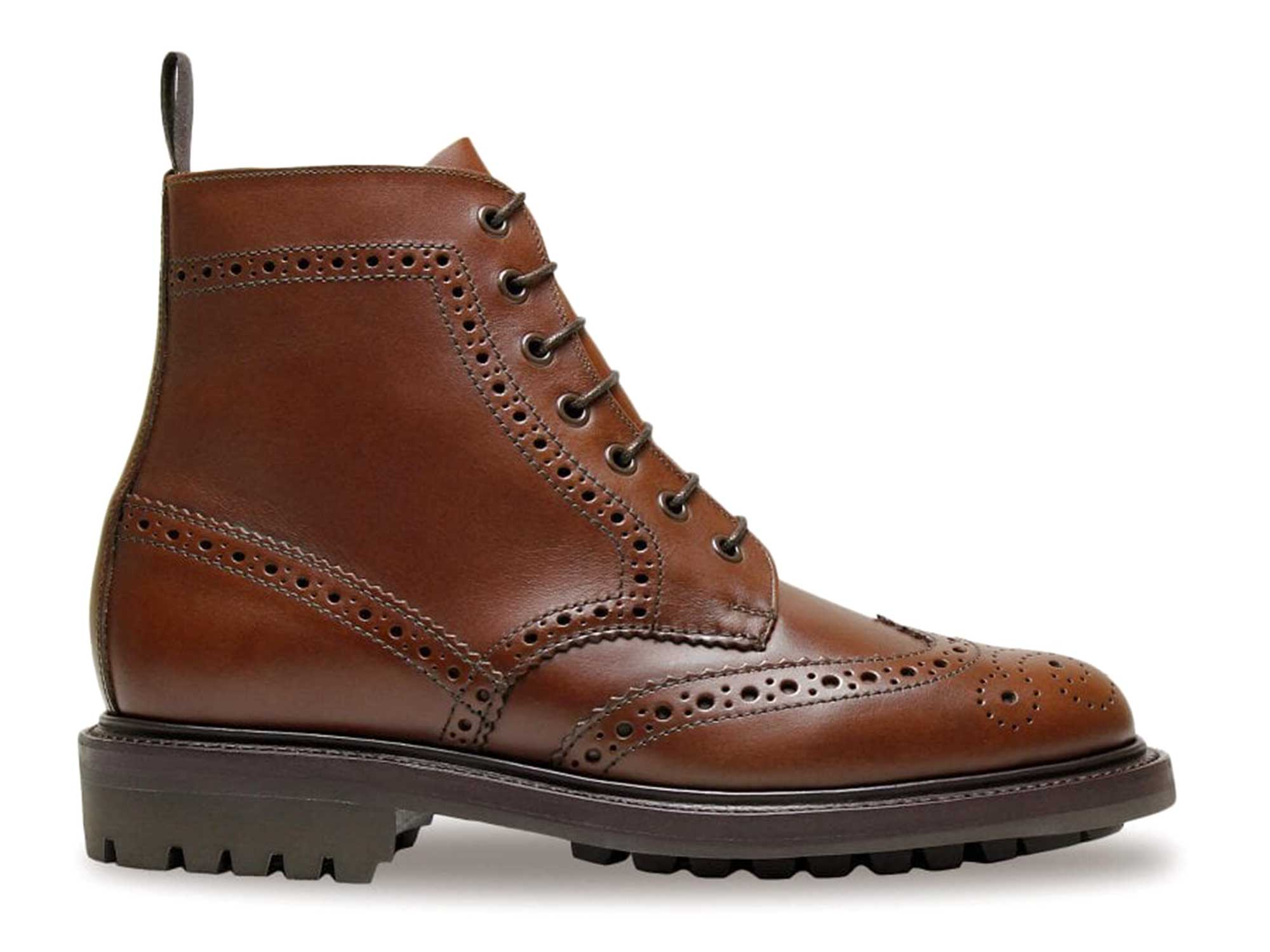 Cheltenham Mens Brown Brogue Boot Commando sole - Image 3