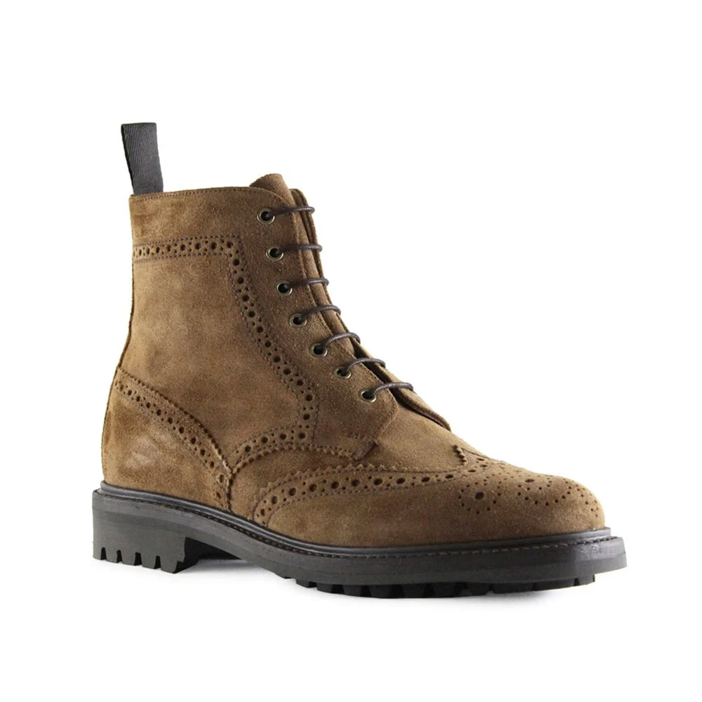 Cheltenham Mens Brown Waxy Suede Brogue Boot