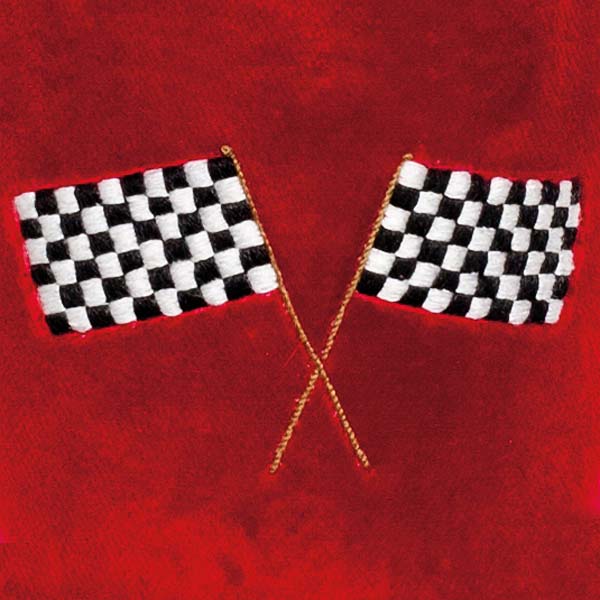 Chequered Flag Motif Embroidered Velvet Slipper - Image 2
