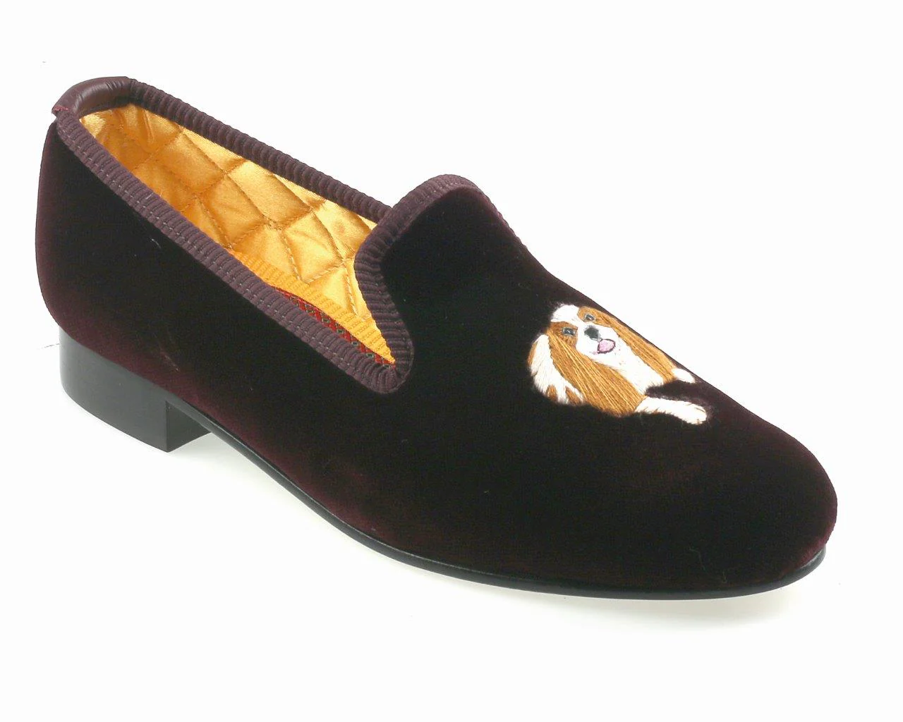 Cherries Motif Embroidered Velvet Slipper - Image 3