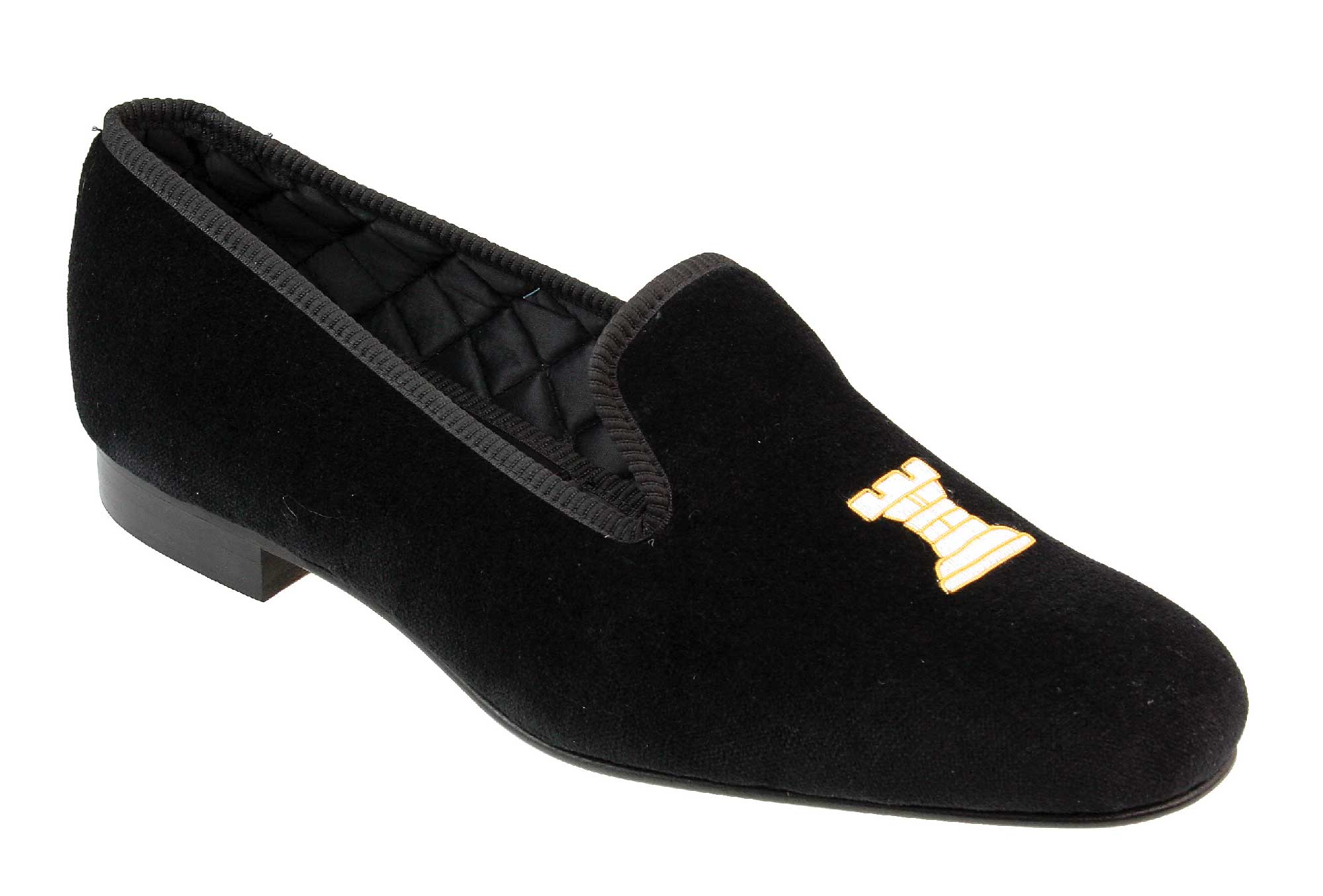 Chess Rook Castle Motif Embroidered Velvet Slipper