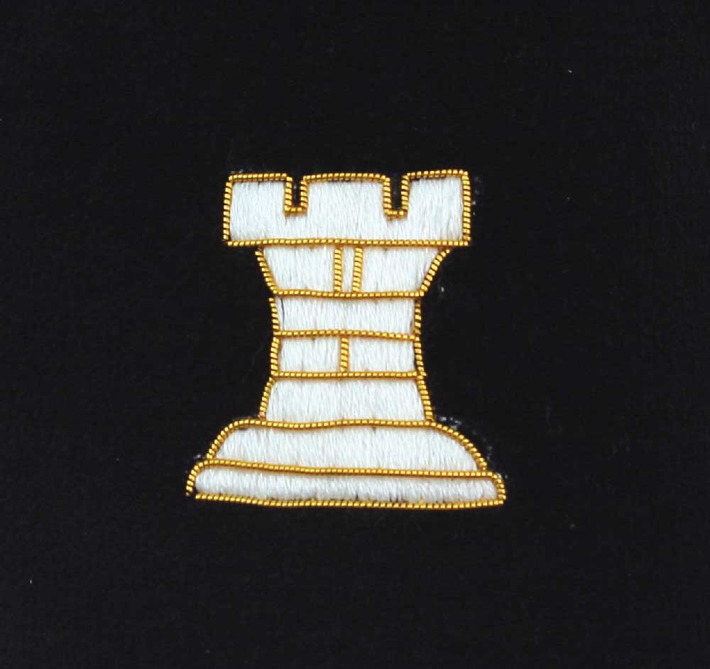 Chess Rook Castle Motif Embroidered Velvet Slipper - Image 2