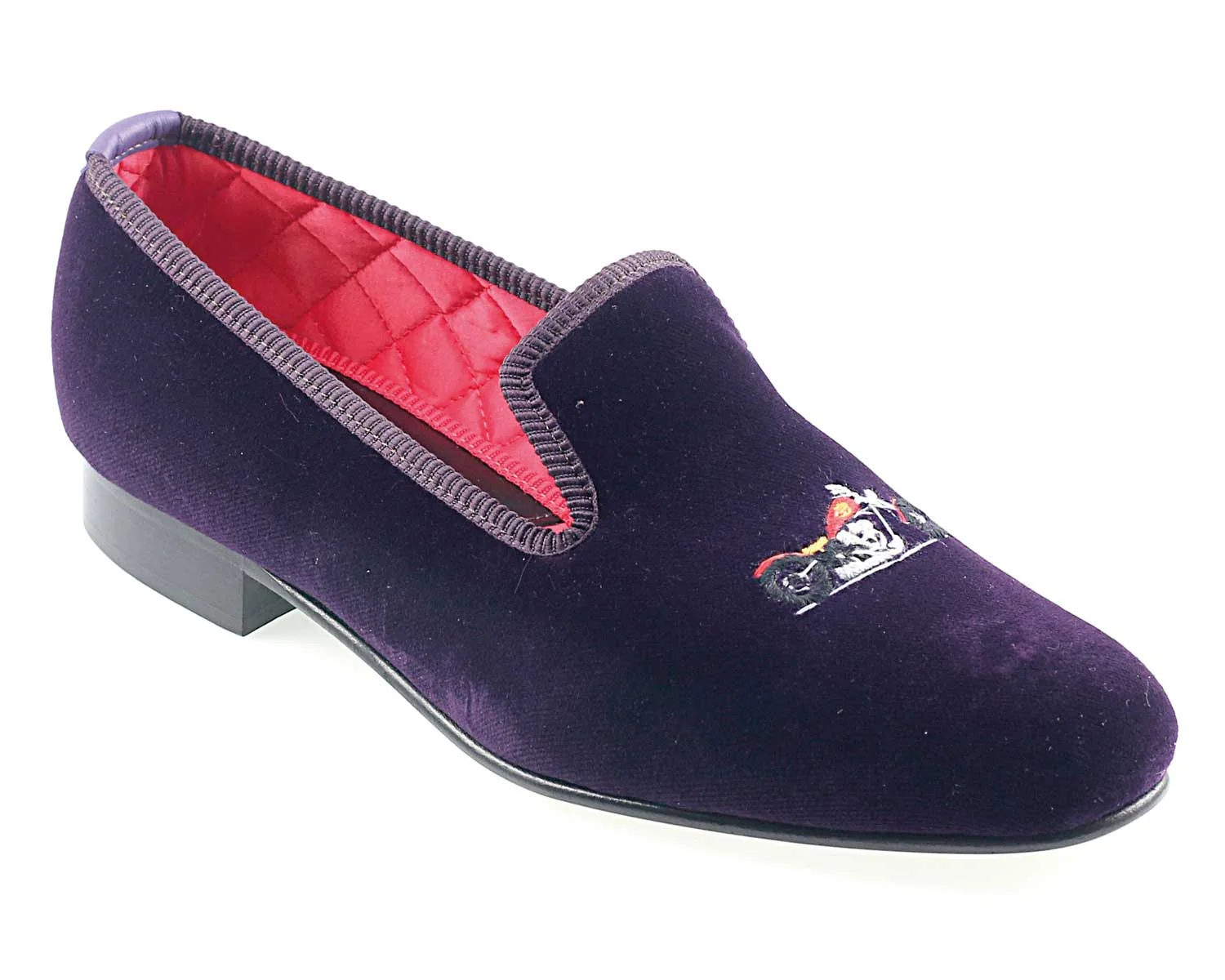 Chopper Motif Embroidered Velvet Slipper - Image 2