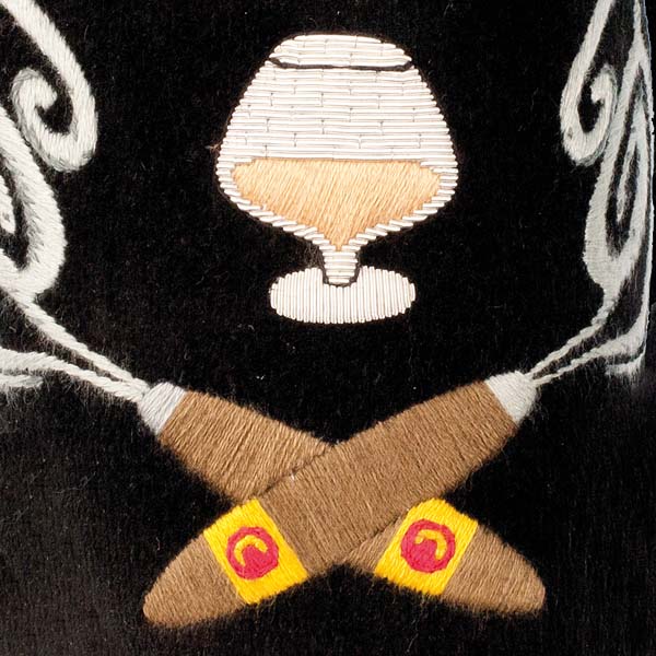 Cigars Motif Embroidered Velvet Slipper - Image 2