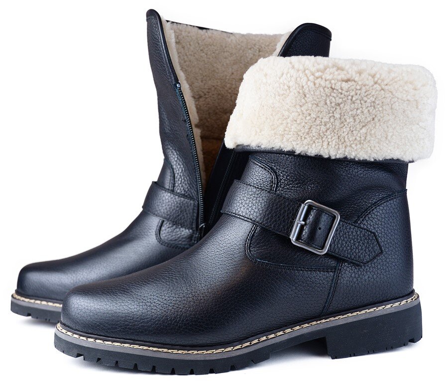 Coniston Ladies Black Sheepskin Lined Winter Boots - Image 2