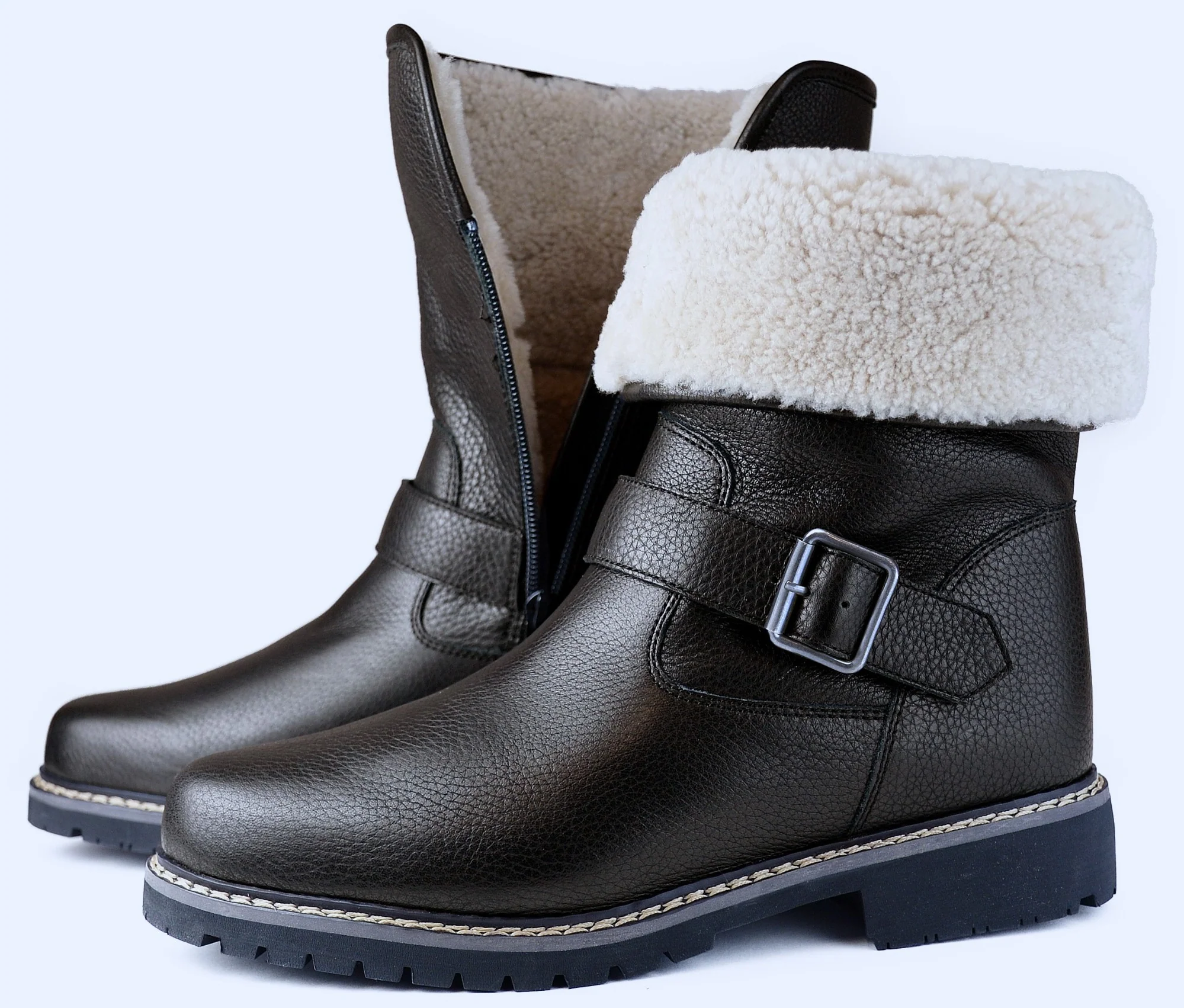 Coniston Ladies Brown Sheepskin Lined Winter Boots - Image 2