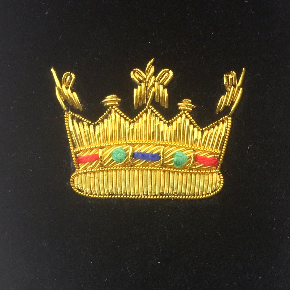 Coronet Motif Embroidered Velvet Slipper