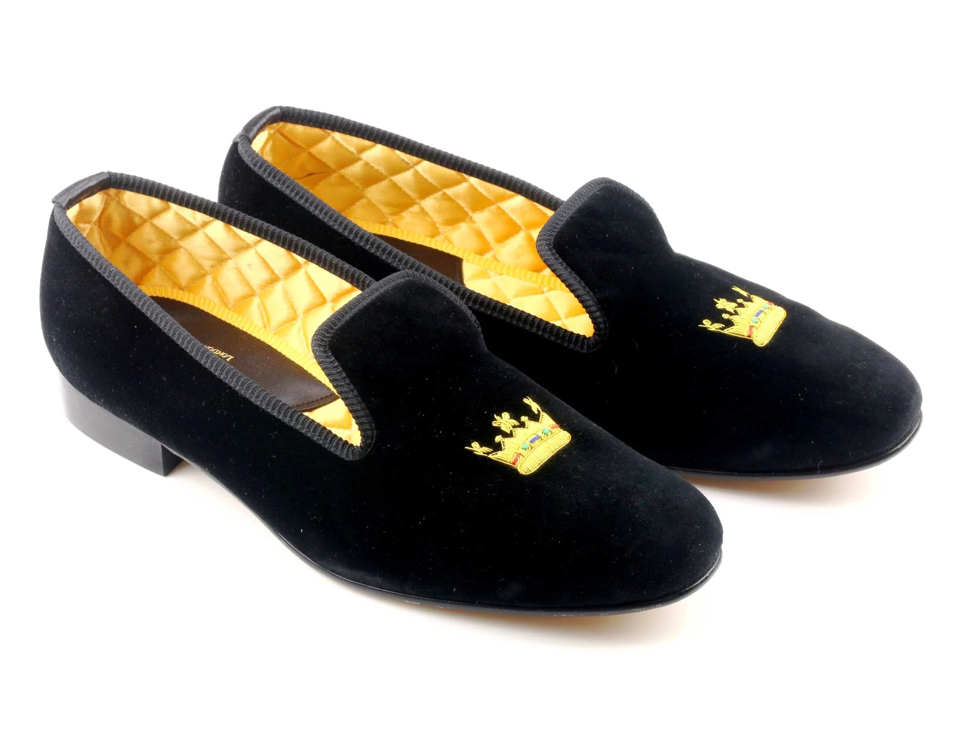 Coronet Motif Embroidered Velvet Slipper - Image 2