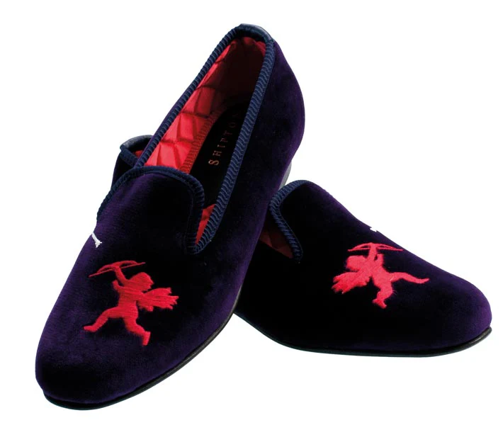 Cupid Motif Embroidered Velvet Slipper - Image 2