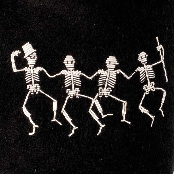 Dancing Skeletons Motif Embroidered Velvet Slipper - Image 2