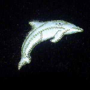 Dolphin Motif Embroidered Velvet Slipper