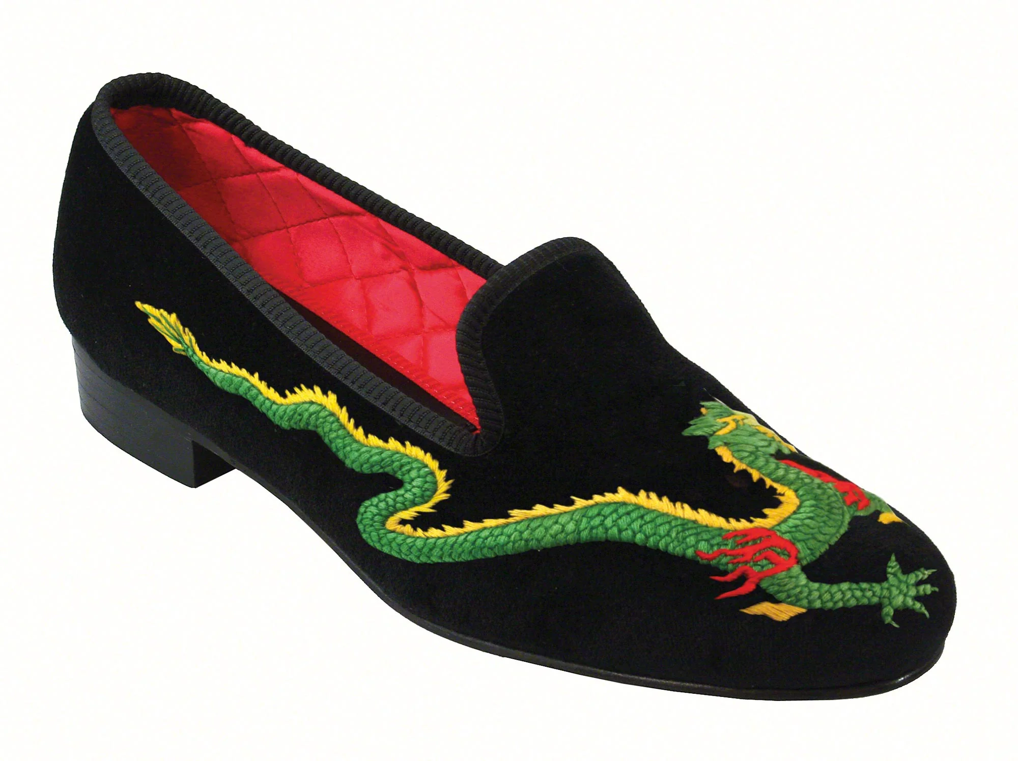 Dragon Motif Embroidered Velvet Slipper