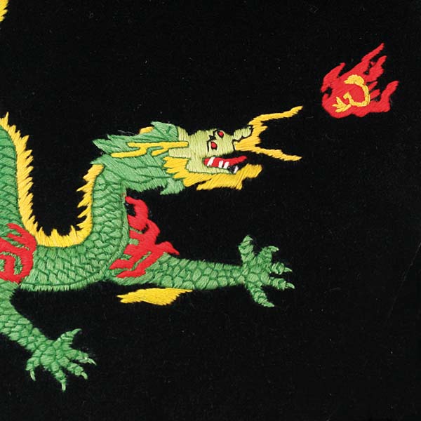 Dragon Motif Embroidered Velvet Slipper - Image 2