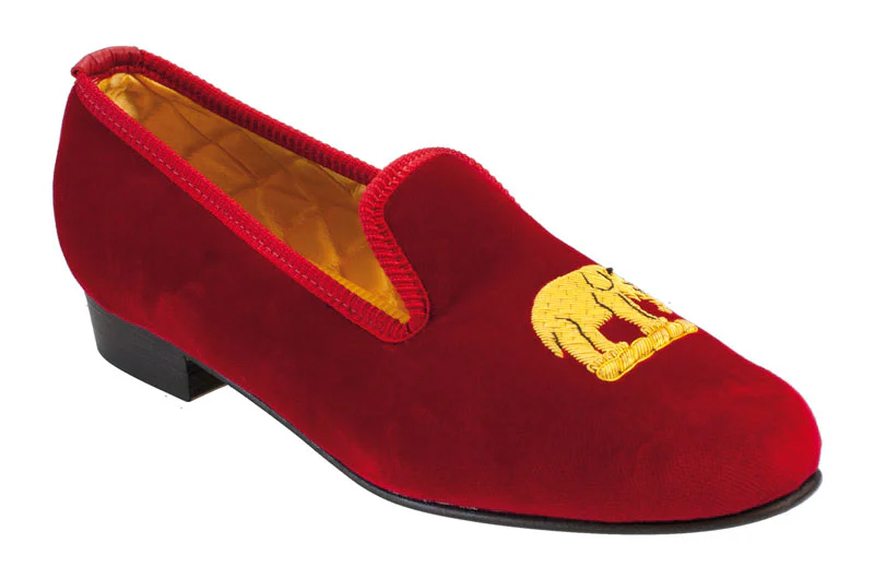 Elephant Motif Embroidered Velvet Slipper