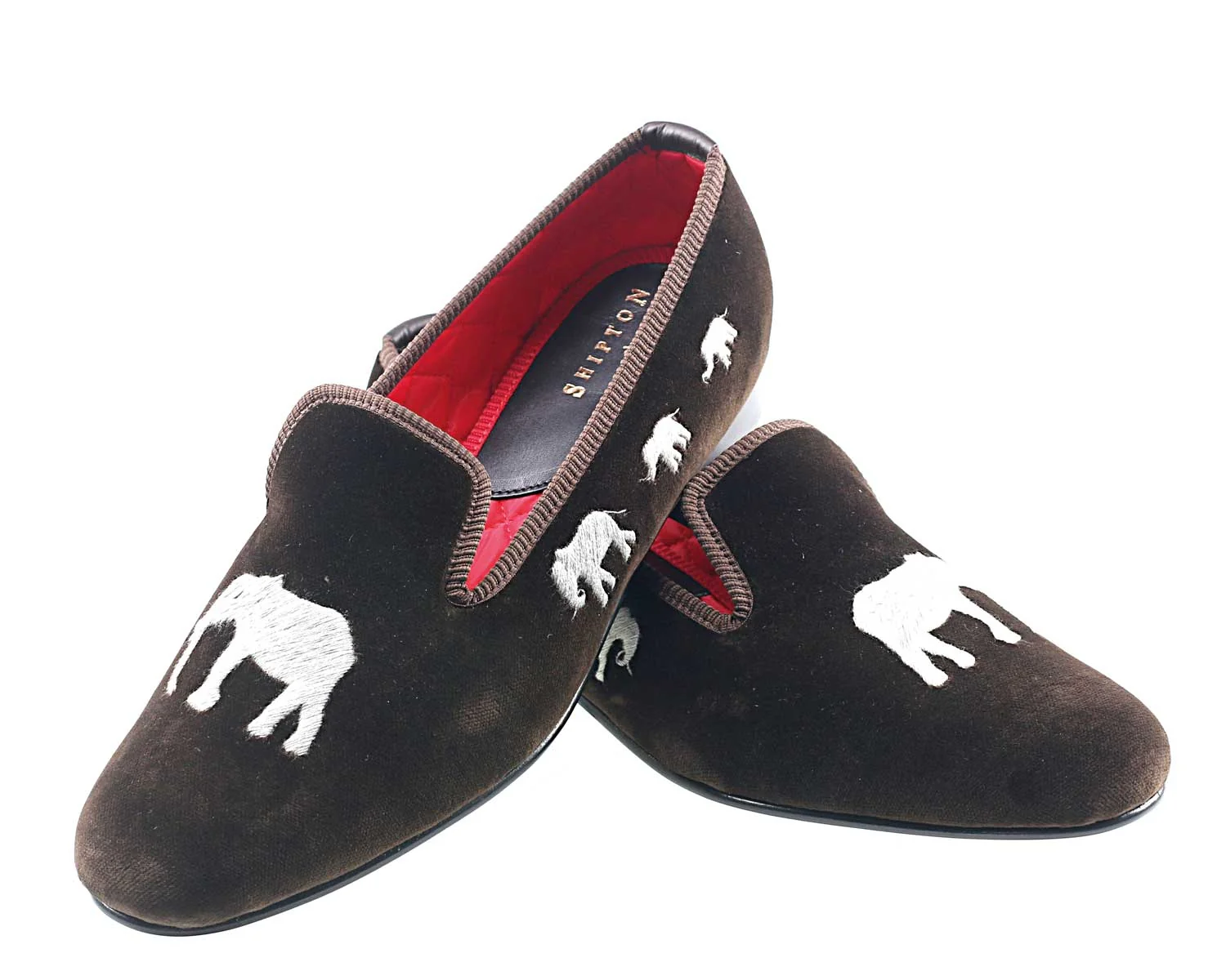 Elephants Motif Embroidered Velvet Slipper - Image 2