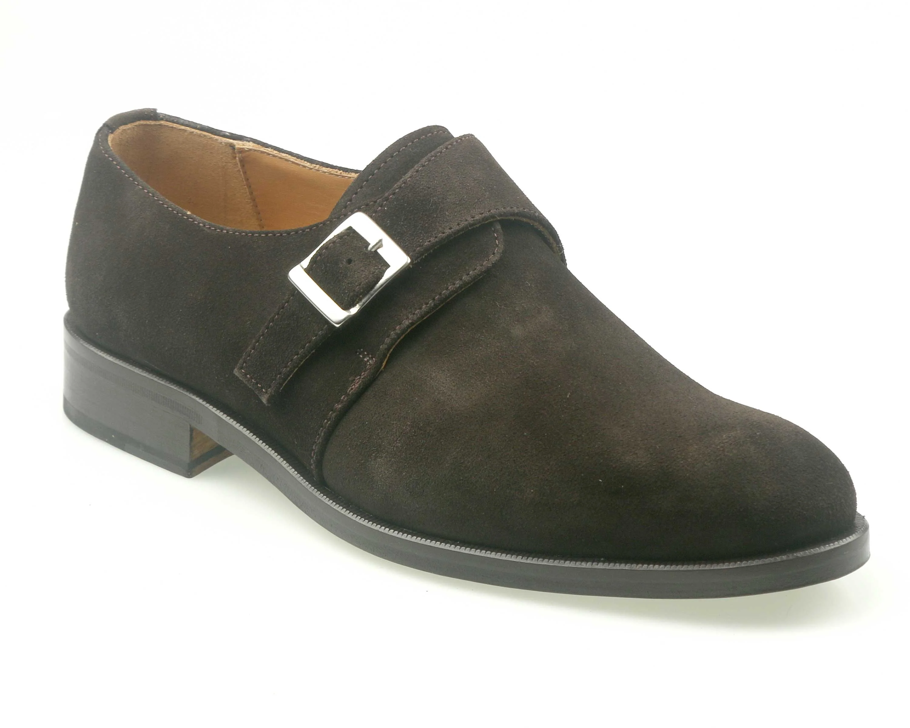 Fleet Mens Chocolate Suede Monk Shoe