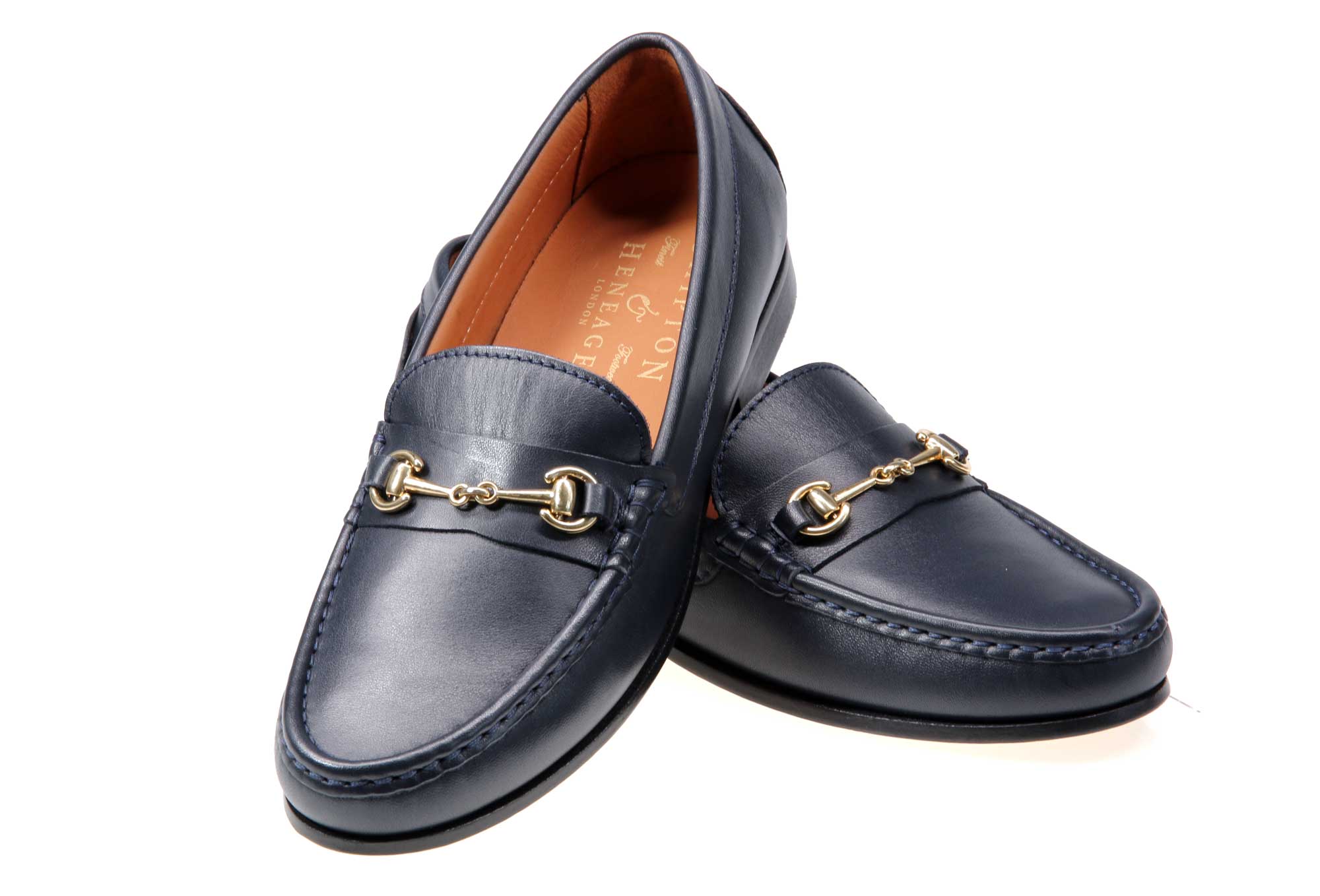 Flora Ladies Navy Blue Leather Snaffle Loafer - Image 2