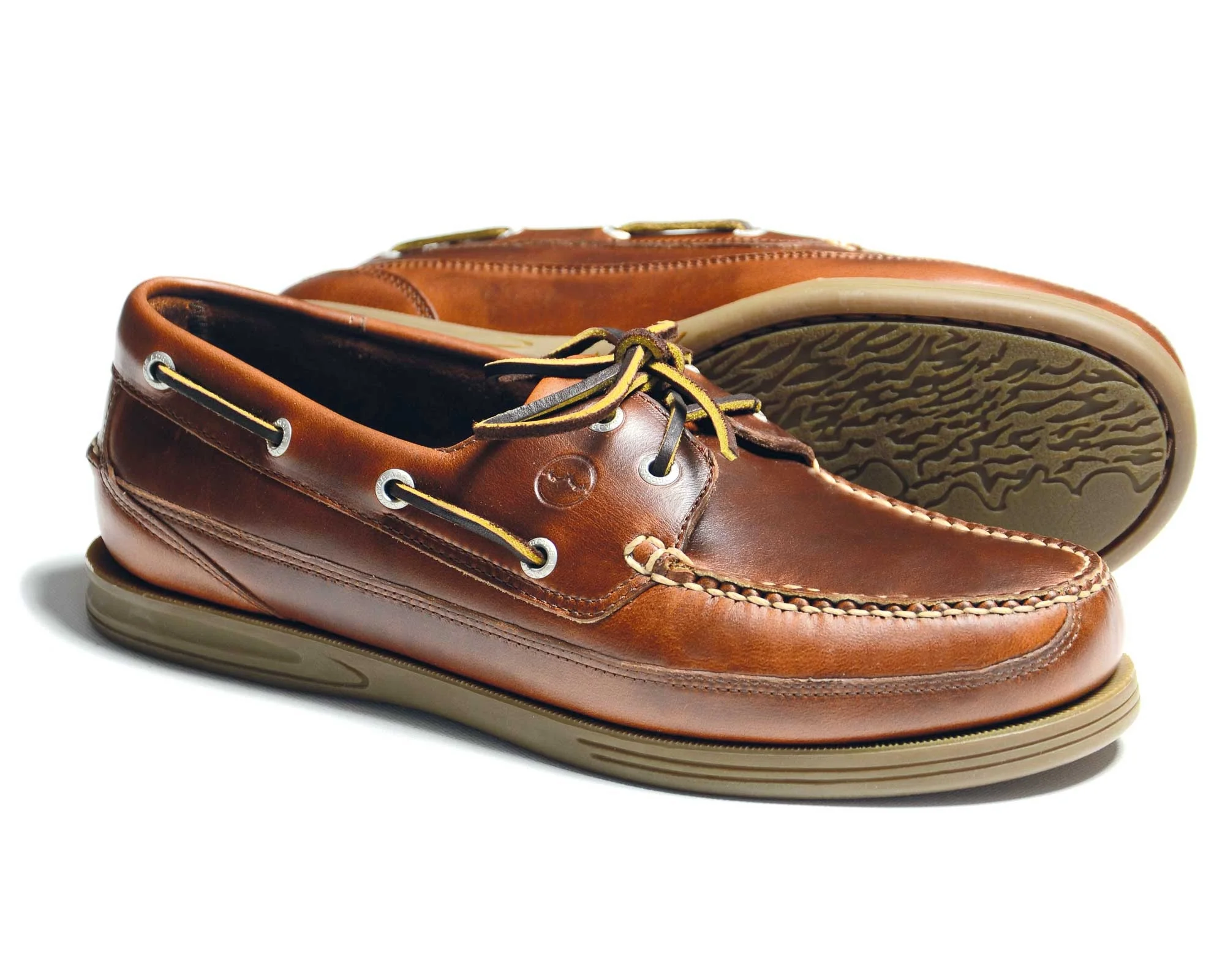 Fowey Mens WIDE Brown Boat Shoe