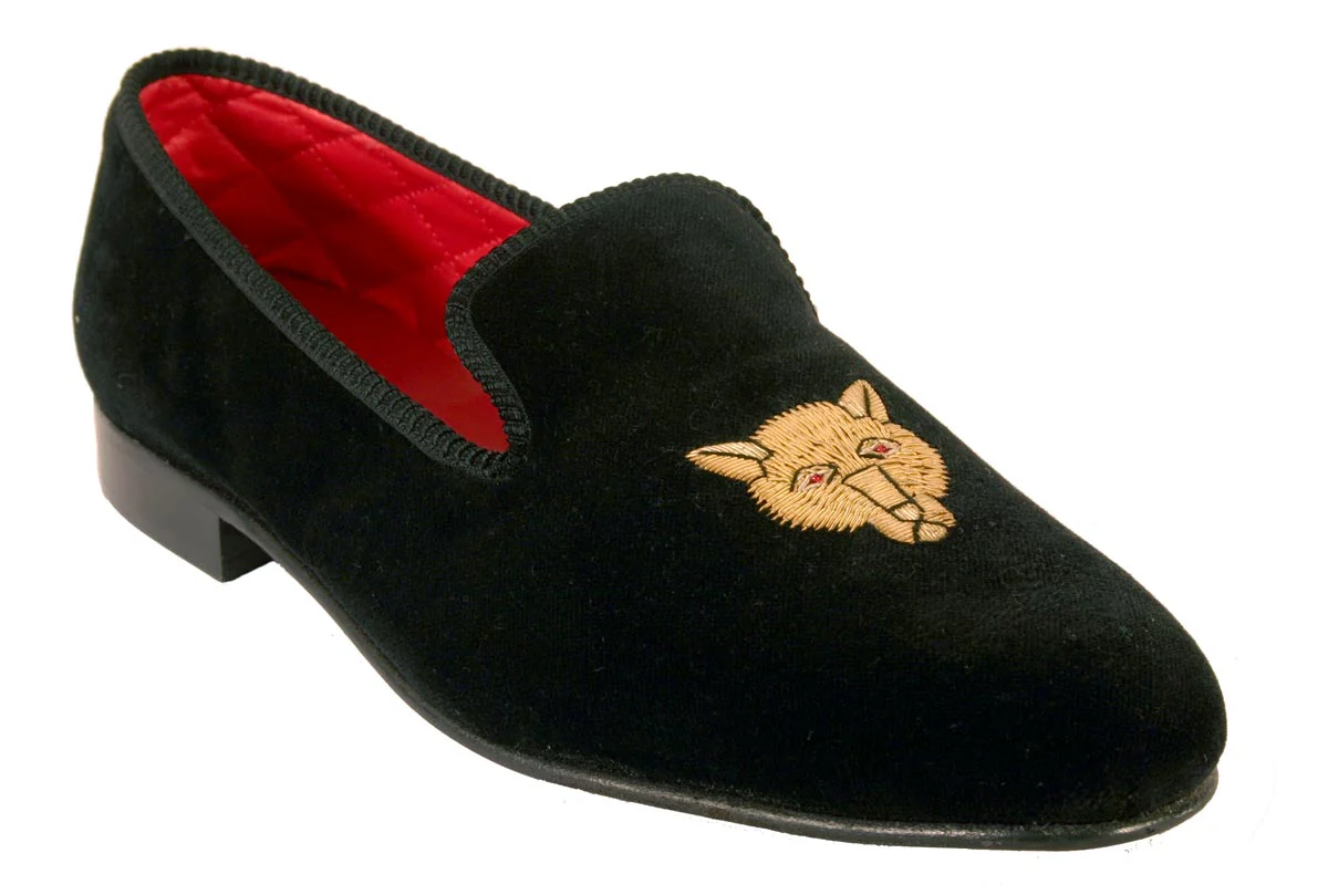 Fox Motif Embroidered Velvet Slipper - Image 2