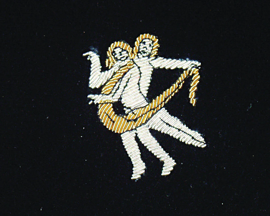 Gemini Motif Embroidered Velvet Slipper